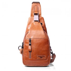 Ekphero Men Genuine Leather Shoulder Bag Vintage Chest Bags Crossbody Bags