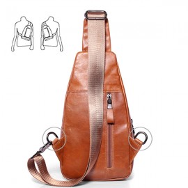 Ekphero Men Genuine Leather Shoulder Bag Vintage Chest Bags Crossbody Bags