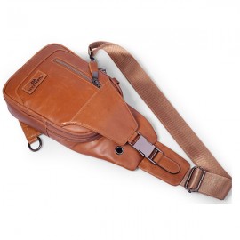 Ekphero Men Genuine Leather Shoulder Bag Vintage Chest Bags Crossbody Bags