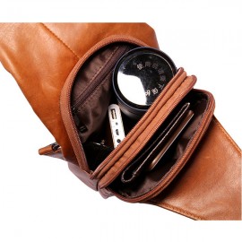 Ekphero Men Genuine Leather Shoulder Bag Vintage Chest Bags Crossbody Bags