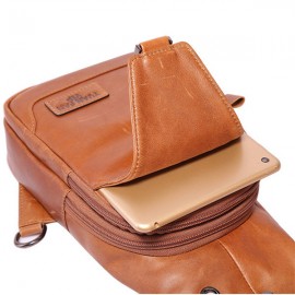 Ekphero Men Genuine Leather Shoulder Bag Vintage Chest Bags Crossbody Bags