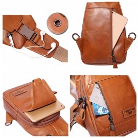 Ekphero Men Genuine Leather Shoulder Bag Vintage Chest Bags Crossbody Bags