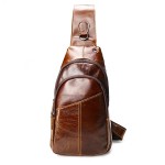 Ekphero Men Vintage Genuine Leather Crossbody Bag Chest Bag