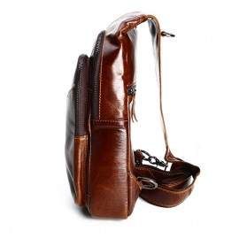 Ekphero Men Vintage Genuine Leather Crossbody Bag Chest Bag