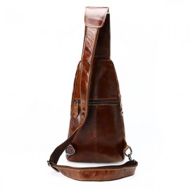 Ekphero Men Vintage Genuine Leather Crossbody Bag Chest Bag