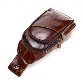Ekphero Men Vintage Genuine Leather Crossbody Bag Chest Bag