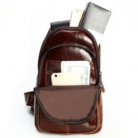 Ekphero Men Vintage Genuine Leather Crossbody Bag Chest Bag