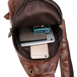 Ekphero Men Vintage Genuine Leather Crossbody Bag Chest Bag