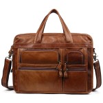 Ekphero Vintage Genuine Leather Large Capacity Business Crossbody Bag For Men