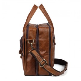 Ekphero Vintage Genuine Leather Large Capacity Business Crossbody Bag For Men