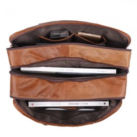 Ekphero Vintage Genuine Leather Large Capacity Business Crossbody Bag For Men