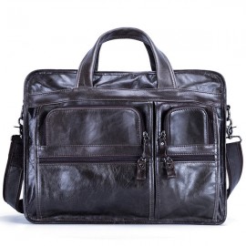Ekphero Vintage Genuine Leather Large Capacity Business Crossbody Bag For Men
