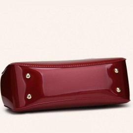 Fashion New Embroidery Flower Bright Patent Leather Shell Ladies Handbag