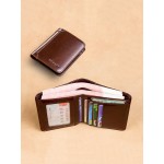 Ferricos RFID Antimagnetic Genuine Leather Vintage Tri-fold Large Capacity Short Wallet For Men