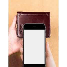 Ferricos RFID Antimagnetic Genuine Leather Vintage Tri-fold Large Capacity Short Wallet For Men