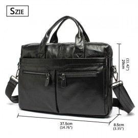 Genuine Leather Business Casual Briefcase Single-shoulder Bag Handbag For Men