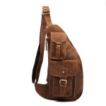 Genuine Leather Chest Bag Vintage Multi-Pocket Single-shoulder Crossbody Bag For Men