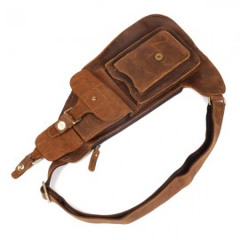 Genuine Leather Chest Bag Vintage Multi-Pocket Single-shoulder Crossbody Bag For Men