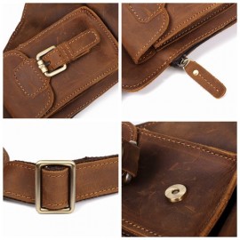 Genuine Leather Chest Bag Vintage Multi-Pocket Single-shoulder Crossbody Bag For Men