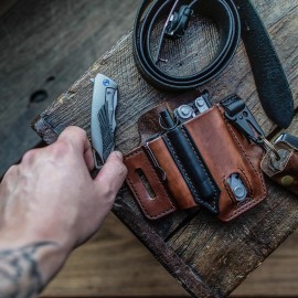 Genuine Leather EDC Belt Loop Waist Multitool Sheath