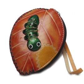 Genuine Leather Leaf Insect Cartoon Personalized Wallet Coin Purse For Women