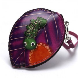 Genuine Leather Leaf Insect Cartoon Personalized Wallet Coin Purse For Women