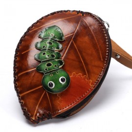 Genuine Leather Leaf Insect Cartoon Personalized Wallet Coin Purse For Women