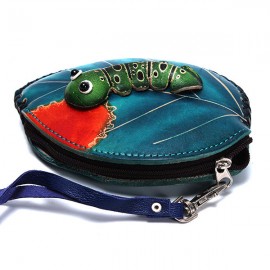Genuine Leather Leaf Insect Cartoon Personalized Wallet Coin Purse For Women