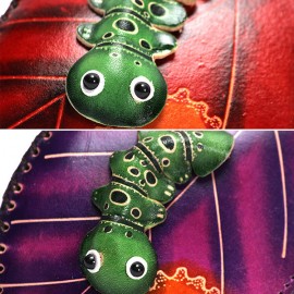 Genuine Leather Leaf Insect Cartoon Personalized Wallet Coin Purse For Women