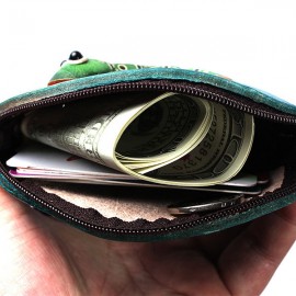 Genuine Leather Leaf Insect Cartoon Personalized Wallet Coin Purse For Women