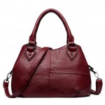 Genuine Leather Plaid Solid Handbag Shoulder Bag