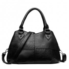 Genuine Leather Plaid Solid Handbag Shoulder Bag