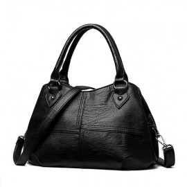 Genuine Leather Plaid Solid Handbag Shoulder Bag