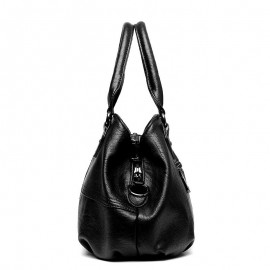 Genuine Leather Plaid Solid Handbag Shoulder Bag