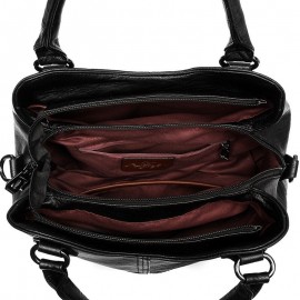 Genuine Leather Plaid Solid Handbag Shoulder Bag