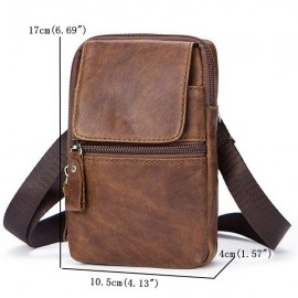 Genuine Leather Retro Casual Single-shoulder Crossbody Bag For Men