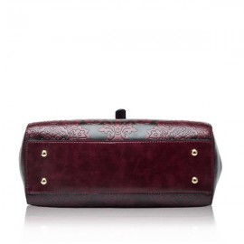 Genuine Leather Shoulder Bag Embossed Women Bag New Fashion Flowers Printed Totes Bags