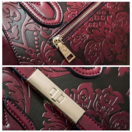 Genuine Leather Shoulder Bag Embossed Women Bag New Fashion Flowers Printed Totes Bags