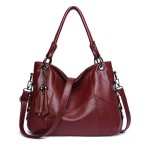 Genuine Leather Tassel Pendant Plaid Handbag Crossbody Bag For Women