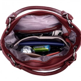 Genuine Leather Tassel Pendant Plaid Handbag Crossbody Bag For Women