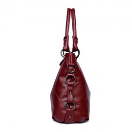 Genuine Leather Tassel Pendant Plaid Handbag Crossbody Bag For Women