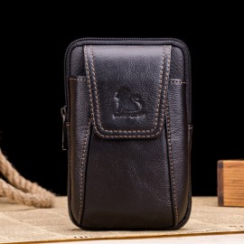 Genuine Leather Vintage 6 Inch Phone Bag Waist Bag Crossbody Bag For Men