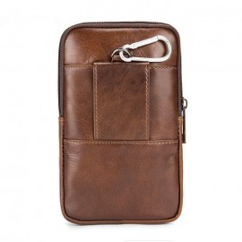 Genuine Leather Vintage 6 Inch Phone Bag Waist Bag Crossbody Bag For Men