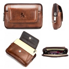 Genuine Leather Vintage 6 Inch Phone Bag Waist Bag Crossbody Bag For Men