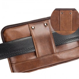 Genuine Leather Vintage 6 Inch Phone Bag Waist Bag Crossbody Bag For Men