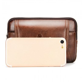 Genuine Leather Vintage 6 Inch Phone Bag Waist Bag Crossbody Bag For Men