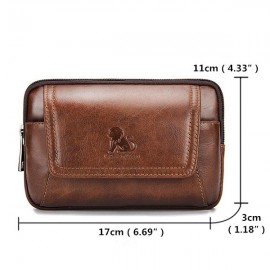 Genuine Leather Vintage 6 Inch Phone Bag Waist Bag Crossbody Bag For Men