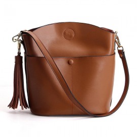 Genuine Leather Vintage Bucket Bag Shoulder Bag Crossbody Bag