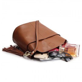 Genuine Leather Vintage Bucket Bag Shoulder Bag Crossbody Bag