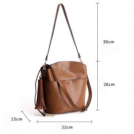 Genuine Leather Vintage Bucket Bag Shoulder Bag Crossbody Bag